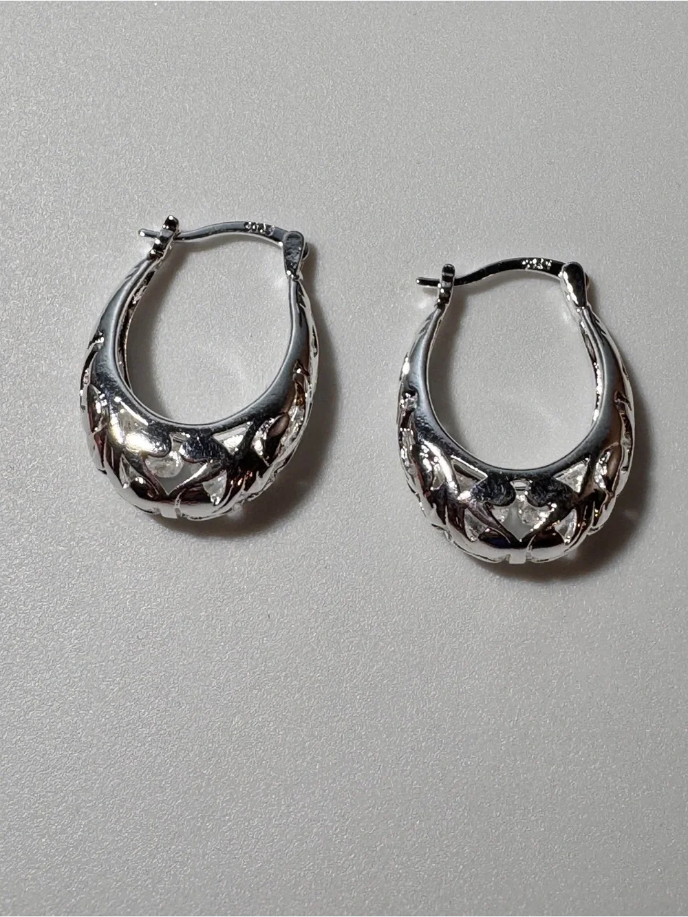 Polished Sterling Silver Textured Hoop Earrings